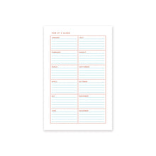 Load image into Gallery viewer, "Flexible Monthly Calendar" - 6 Month Risograph Planner
